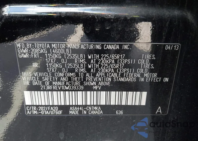 2T3RFREV1DW039339: 43122680