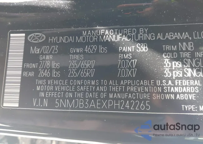 5NMJB3AEXPH242265: 43122684