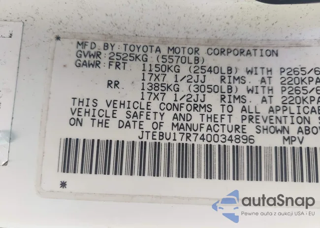 JTEBU17R740034896: 43122940