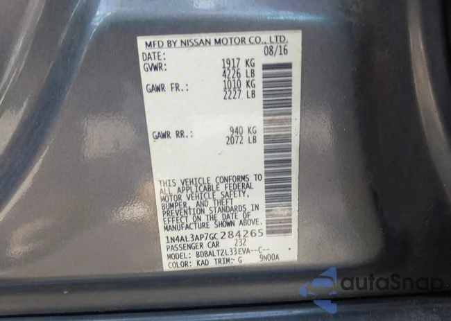 1N4AL3AP7GC284265: 43122947