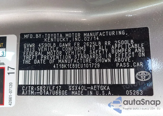 4T1BK1EB9EU101729: 43122955