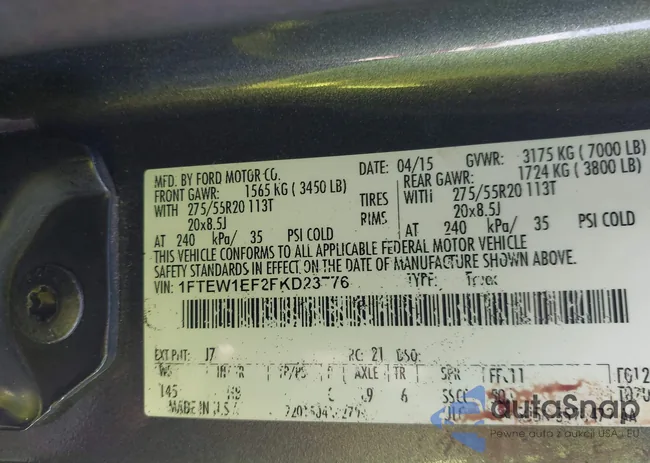 1FTEW1EF2FKD23776: 43122990