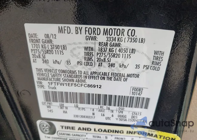 1FTFW1EF5CFC86912: 43122996