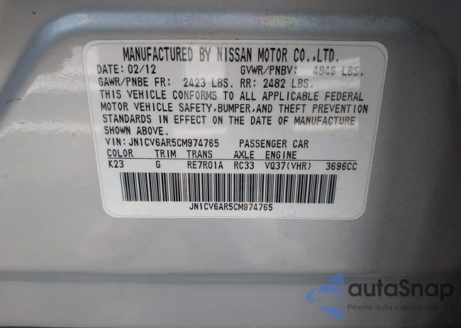 JN1CV6AR5CM974765: 43123014