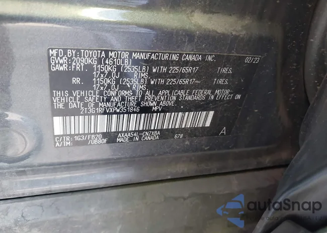 2T3G1RFVXPW351846: 43124196