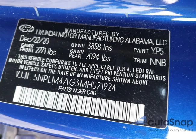 5NPLM4AG3MH021924: 43124333