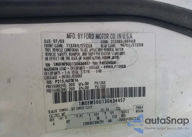 1MEFM50U13G634457: 43124341