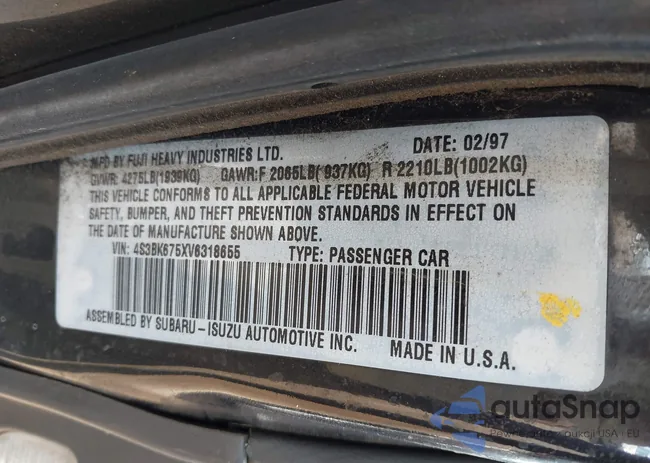 4S3BK675XV6318655: 43124397