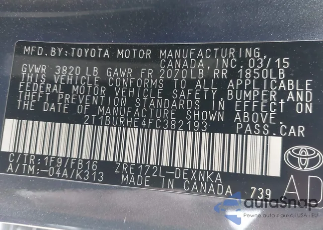 2T1BURHE4FC382193: 43124458