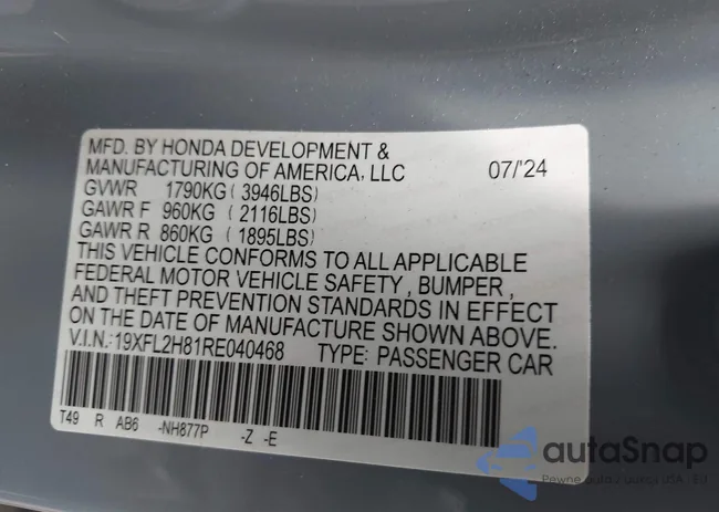 19XFL2H81RE040468: 43124596