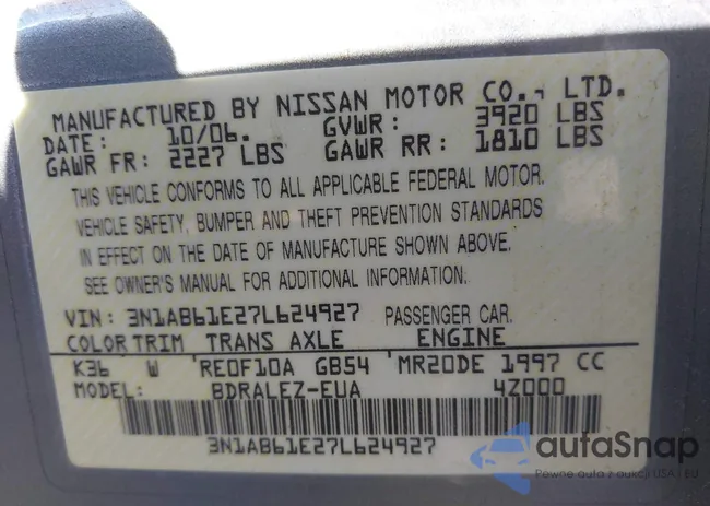 3N1AB61E27L624927: 43124595