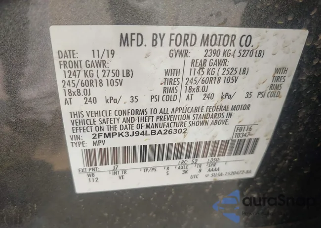 2FMPK3J94LBA26302: 43124620