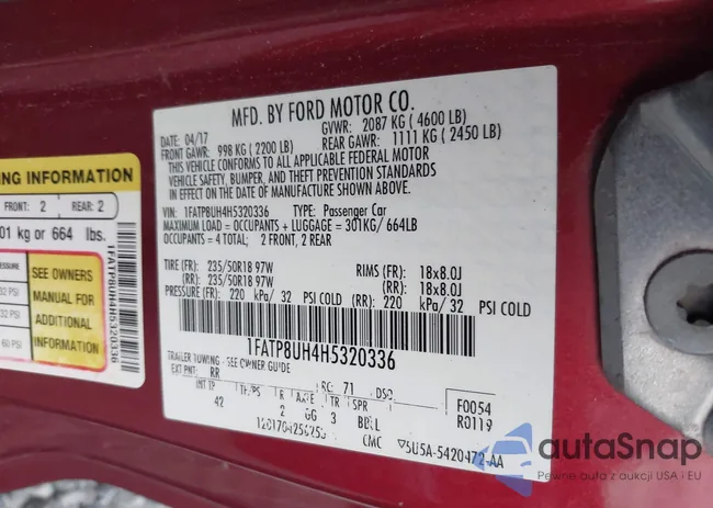 1FATP8UH4H5320336: 43124641