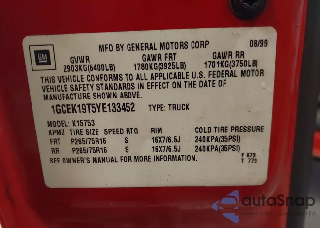 1GCEK19T5YE133452: 43123690