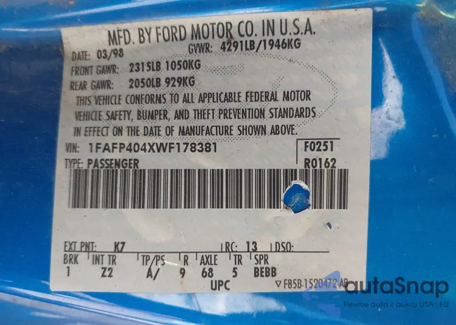 1FAFP404XWF178381: 43123716