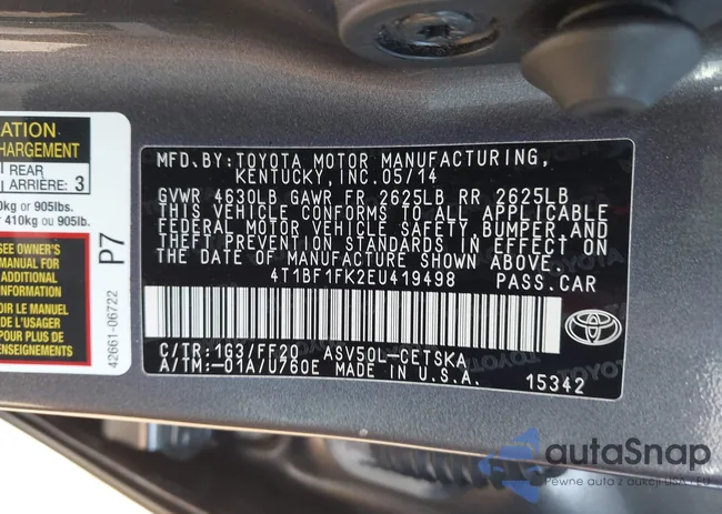 4T1BF1FK2EU419498: 43123777