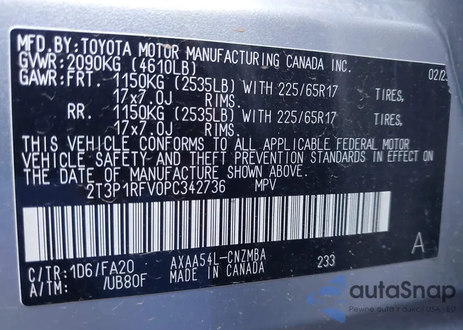 2T3P1RFV0PC342736: 43123867