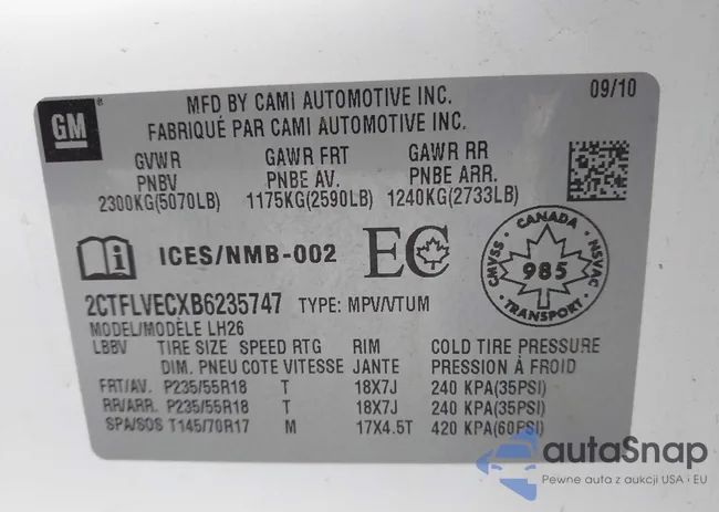 2CTFLVECXB6235747: 43123880