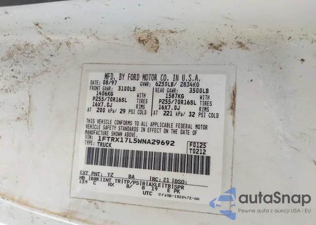 1FTRX17L5WNA29692: 43123982