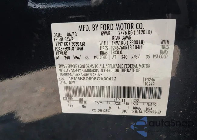 1FM5K8D89EGA00412: 43124043