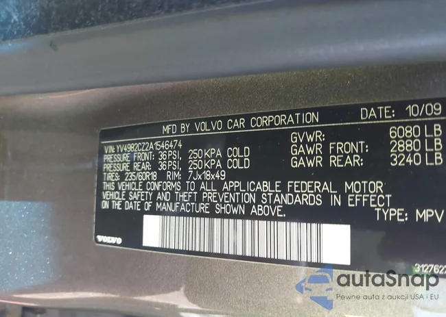 YV4982CZ2A1546474: 43125129