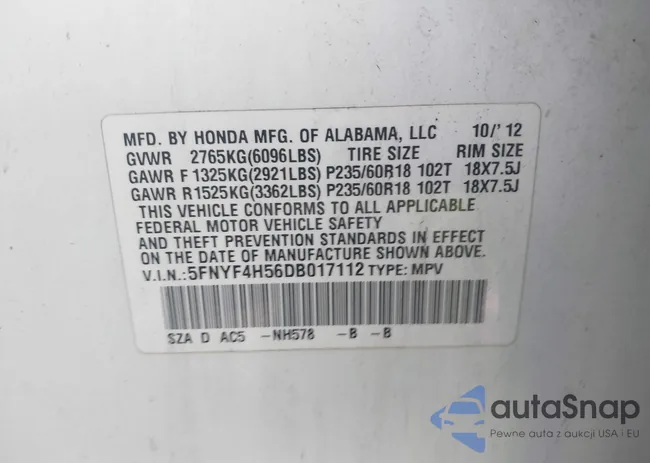 5FNYF4H56DB017112: 43125197