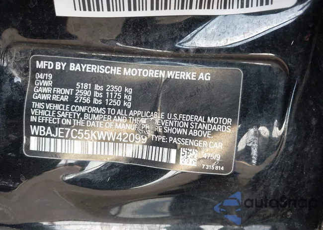 WBAJE7C55KWW42099: 43125231