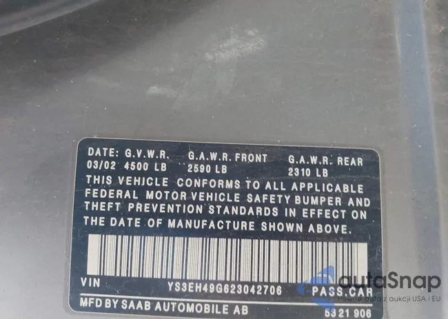 YS3EH49G623042706: 43125420