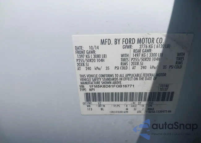 1FM5K8D81FGB16771: 43125490