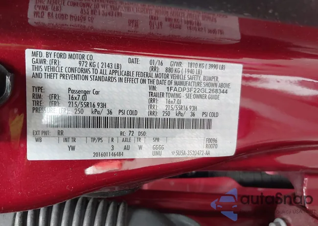 1FADP3F22GL268344: 43125515