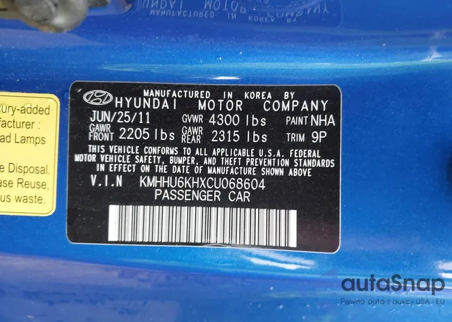 KMHHU6KHXCU068604: 43125534