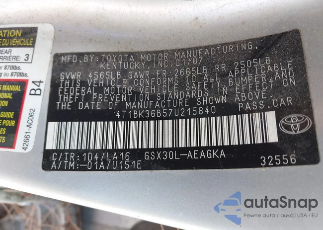 4T1BK36B57U215840: 43125540