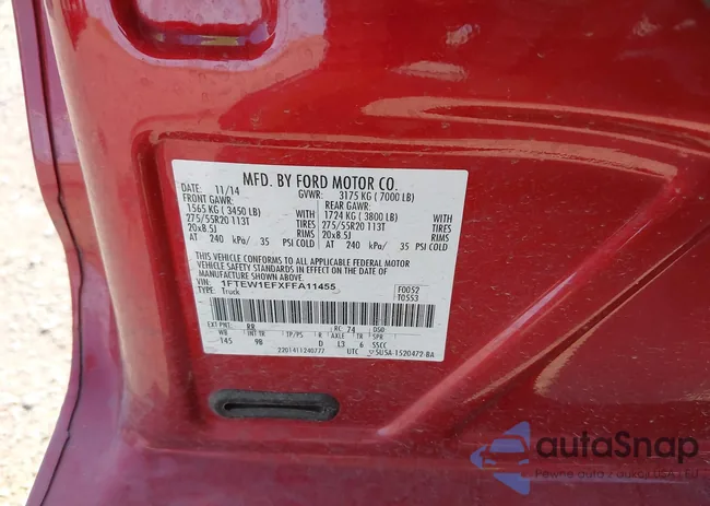 1FTEW1EFXFFA11455: 43125550