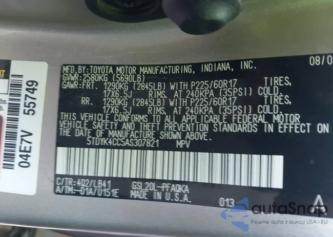 5TDYK4CC5AS307821: 43125561