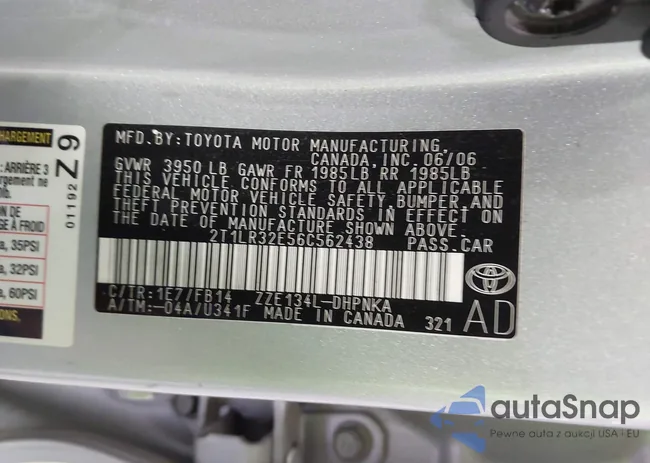 2T1LR32E56C562438: 43125639