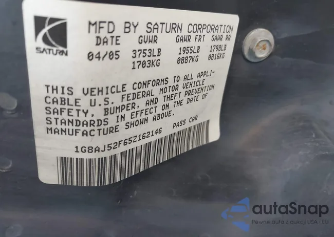 1G8AJ52F65Z162146: 43124709