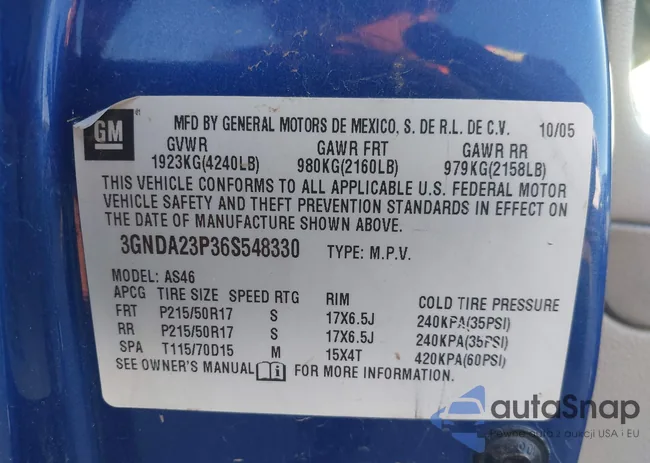 3GNDA23P36S548330: 43124723