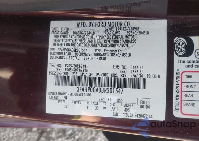 3FAHP0GA0BR201547: 43124753