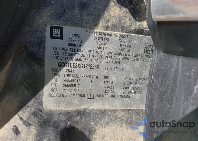 1GCGTCE3XG1212256: 43124813