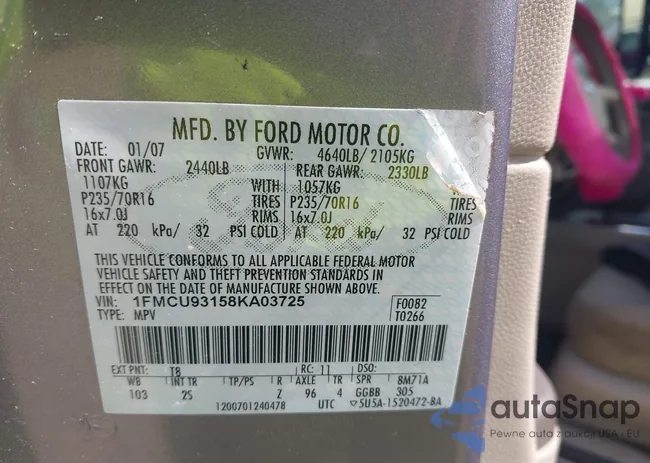 1FMCU93158KA03725: 43125058