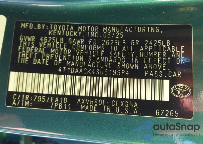 4T1DAACK4SU619984: 43126099