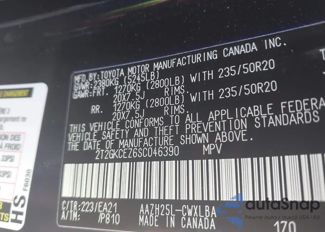 2T2GKCEZ6SC046390: 43126117