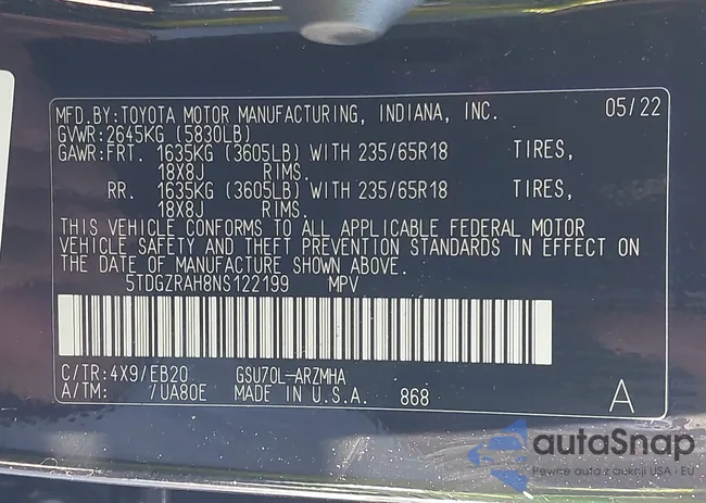 5TDGZRAH8NS122199: 43126194