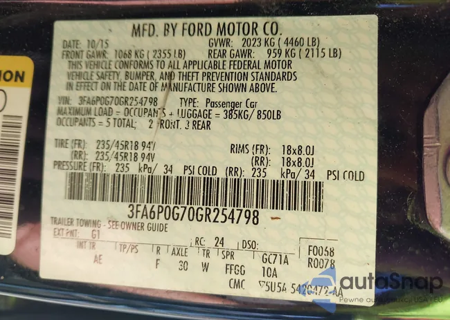 3FA6P0G70GR254798: 43126214