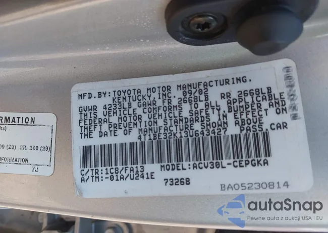 4T1BE32K13U643427: 43126227