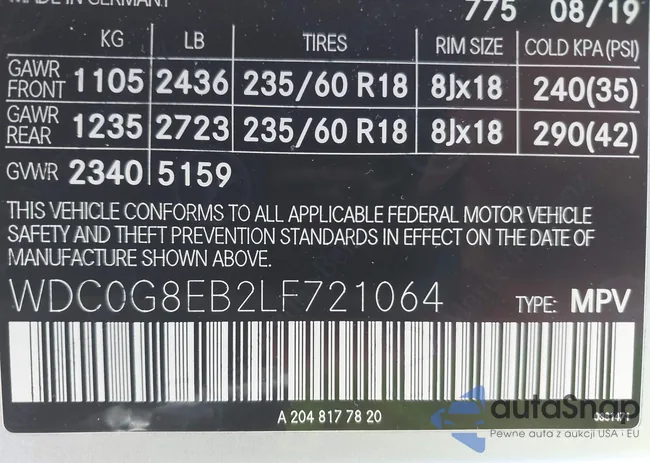 WDC0G8EB2LF721064: 43126514