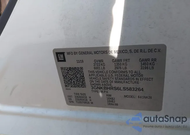 3GNKBHRS6LS583264: 43126524