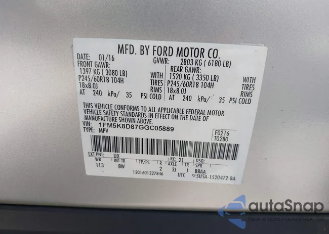 1FM5K8D87GGC05889: 43126539