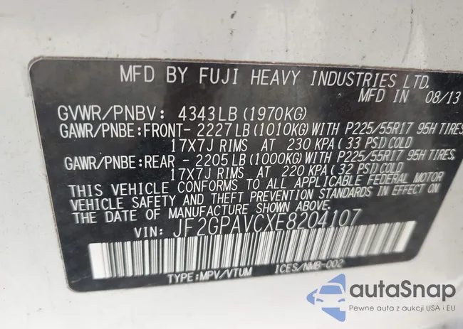 JF2GPAVCXE8204107: 43125692