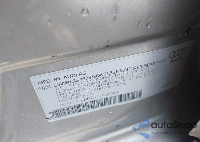 WAUVC58E25A053243: 43125732